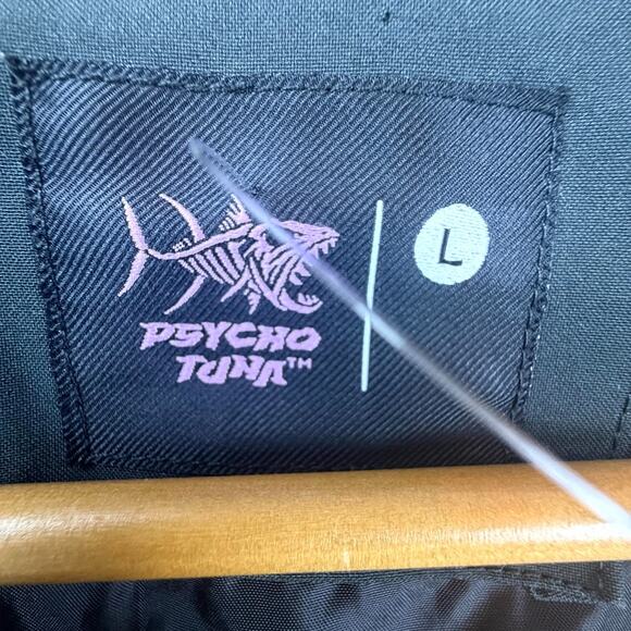 Psycho Tuna Anorak Jacket Mens Large Black Purple Hooded Water Resistant - Picture 5 of 7